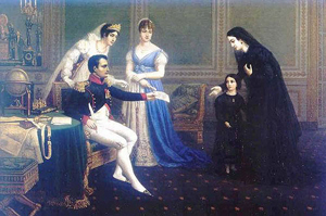Josephine and Hortense with Napoleon greet a
visitor 